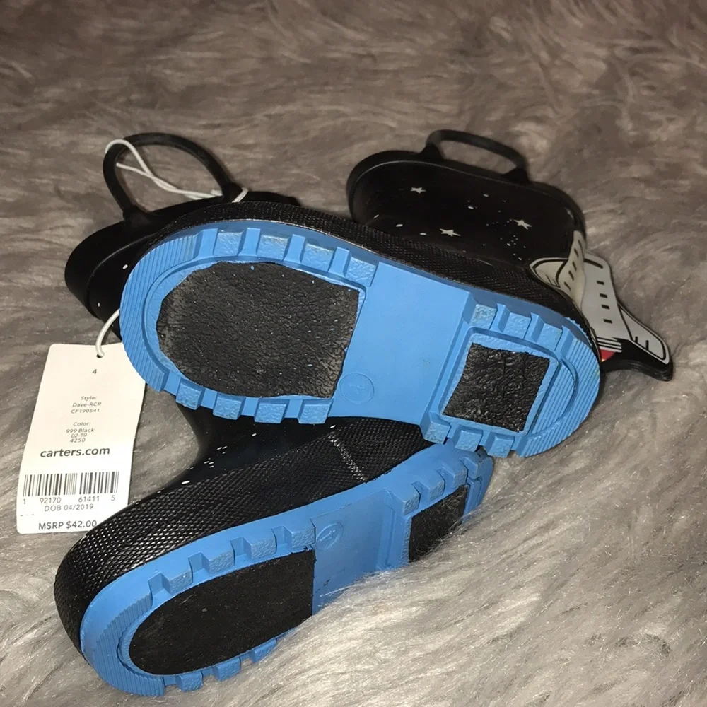 NEW! Carter’s Rain Boots 4-D Space Rocket Shoes size 4